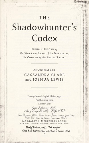 The Shadowhunter's Codex by Cassandra Clare, Joshua Lewis book cover